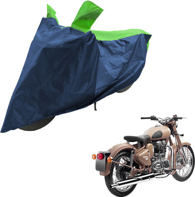 RiderShine Two Wheeler Cover for Royal Enfield(Classic Desert Storm, Blue, Green)