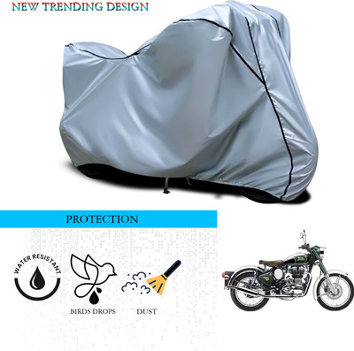ANTHUB Waterproof Two Wheeler Cover for Royal Enfield(Classic Chrome, Silver)