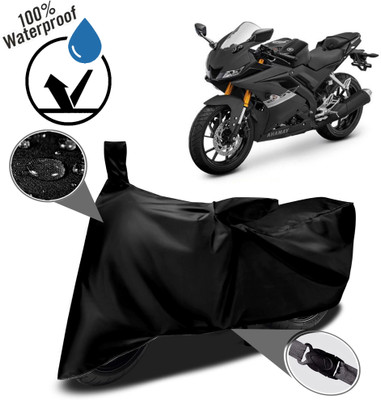 ROYAL AUTO MART Waterproof Two Wheeler Cover for Yamaha(R15, Black)