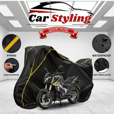 Car Styling Waterproof Two Wheeler Cover for Bajaj(Pulsar SS400 BS6, Black, Yellow)