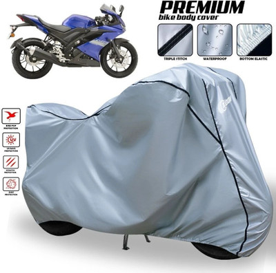 xodi Waterproof Two Wheeler Cover for Yamaha(R15, Silver, Black)