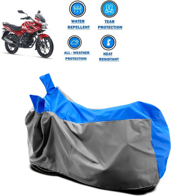 DeepShakshi AUTOMOTIVE Two Wheeler Cover for Bajaj(Discover 150 f, Grey, Blue)