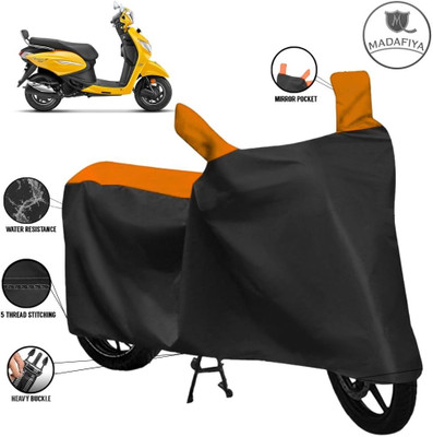 MADAFIYA Waterproof Two Wheeler Cover for Hero(Pleasure, Black, Orange)