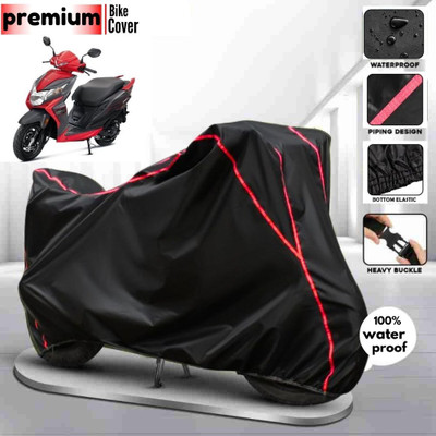 BOTAUTO Waterproof Two Wheeler Cover for Honda(Dio, Black, Red)
