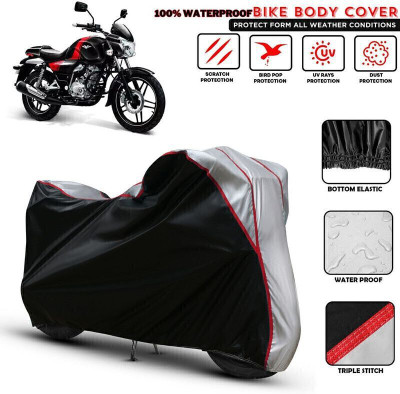 Shiv Kanha Waterproof Two Wheeler Cover for Bajaj(V15, Black, Silver)