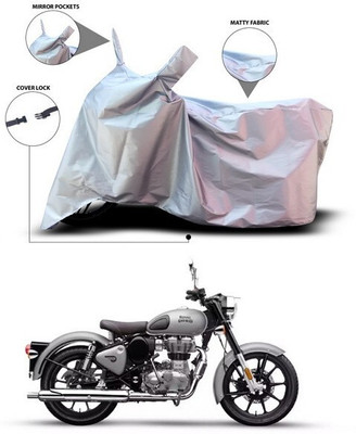 ANTHUB Waterproof Two Wheeler Cover for Royal Enfield(Bullet 350, Silver)