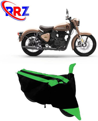 RRZ Waterproof Two Wheeler Cover for Royal Enfield(Classic 350 Signals, Black, Green)