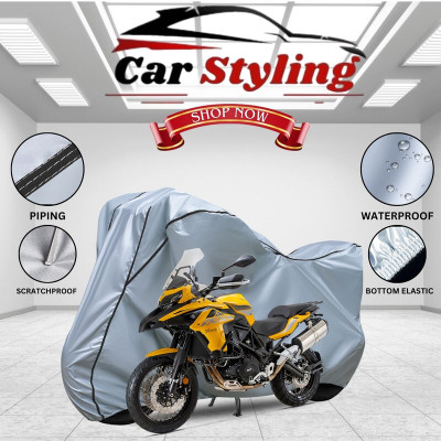Car Styling Waterproof Two Wheeler Cover for Benelli(TRK 502, Silver, Black)