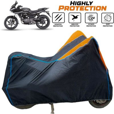 ZAQE Two Wheeler Cover for Bajaj(Pulsar 220F, Black, Orange, Blue)