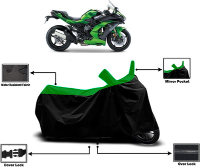 Amexride Two Wheeler Cover for Kawasaki(Ninja H2 SX, Green)