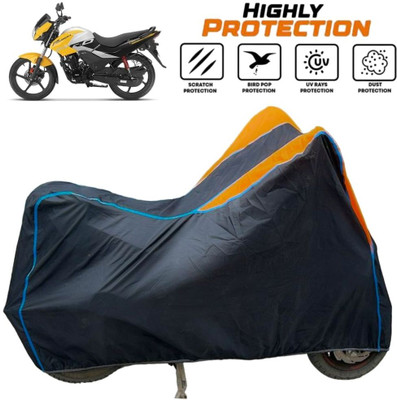 ZAQE Two Wheeler Cover for Hero(Passion Pro TR, Black, Orange, Blue)