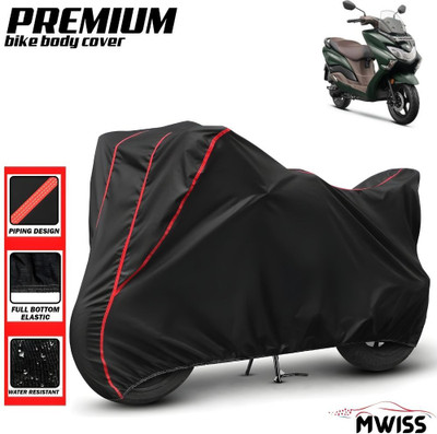 Mwiss Waterproof Two Wheeler Cover for Suzuki(Burgman Street 125, Black, Red)