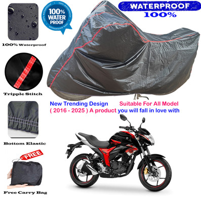 OliverX Waterproof Two Wheeler Cover for Suzuki(Gixxer, Black, Red)