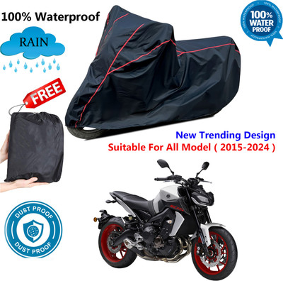 AUTOCAD Waterproof Two Wheeler Cover for Yamaha(MT 9, Black, Red)