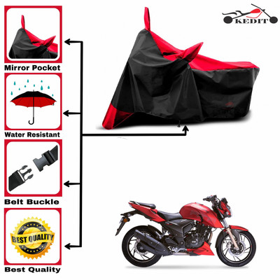KEDIT Two Wheeler Cover for TVS(Apache RTR 200, Red, Black)