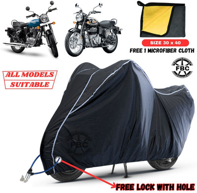 AUTOCAD Waterproof Two Wheeler Cover for Royal Enfield(Bullet, White, Black)