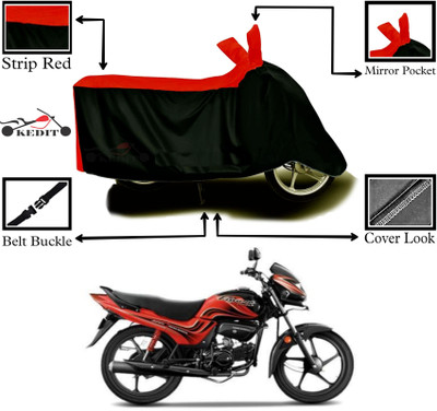 KEDIT Two Wheeler Cover for Hero(Passion Plus, Red, Black)