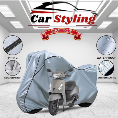 Car Styling Waterproof Two Wheeler Cover for TVS(Jupiter 125, Silver, Black)