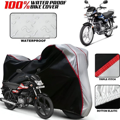 Starvin Waterproof Two Wheeler Cover for Hero(HF Deluxe, Black, Silver)