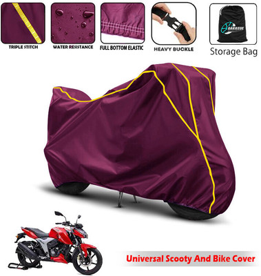 AUTOBIRSA Two Wheeler Cover for TVS(Apache 150, Maroon)