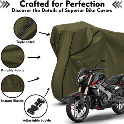 Shiv Kanha Waterproof Two Wheeler Cover for Bajaj(Pulsar 125, Green, Black)