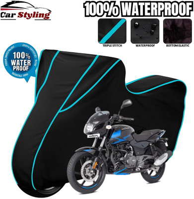 Car Styling Waterproof Two Wheeler Cover for Bajaj(Pulsar 125, Black, Blue)