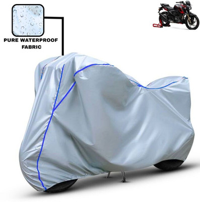 Delphinium Waterproof Two Wheeler Cover for TVS(Apache RTR 200 4V, Silver, Blue)
