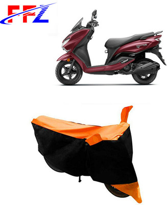 FFZ Waterproof Two Wheeler Cover for Suzuki(Burgman Street 125, Black, Orange)
