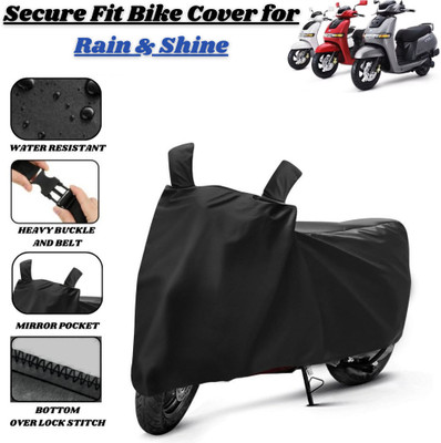Delphinium Waterproof Two Wheeler Cover for TVS(iQube, Black)