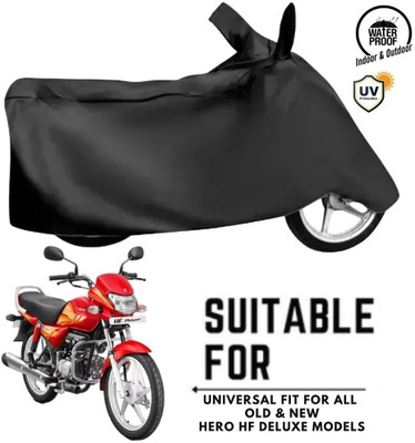 MADAFIYA Waterproof Two Wheeler Cover for Hero, Honda(HF Deluxe BS6, Black)