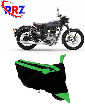 RRZ Waterproof Two Wheeler Cover for Royal Enfield(Classic 350, Black, Green)