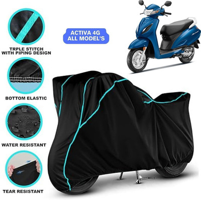 Shiv Kanha Waterproof Two Wheeler Cover for Honda(Activa 4G, Black, Blue)