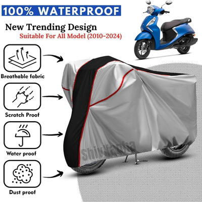 Shiv Kanha Waterproof Two Wheeler Cover for Yamaha(Fascino, Silver, Black)
