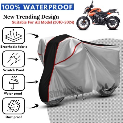 Shiv Kanha Waterproof Two Wheeler Cover for Bajaj(Pulsar NS 160, Silver, Black)