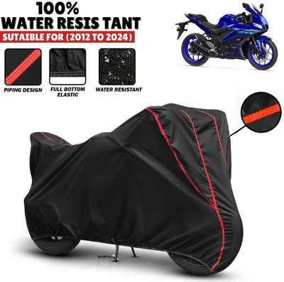 Mwiss Waterproof Two Wheeler Cover for Yamaha(YZF R3, Black, Red)