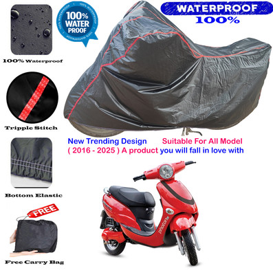 OliverX Waterproof Two Wheeler Cover for Hero(Electric Photon BS6, Black, Red)