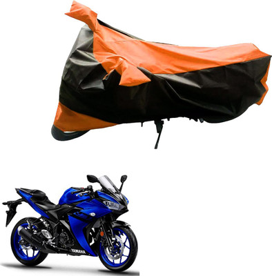 Mdstar Waterproof Two Wheeler Cover for Yamaha(YZF, Black, Orange)