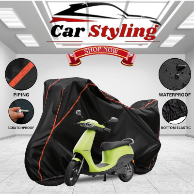 Car Styling Waterproof Two Wheeler Cover for Ola(Black, Red)