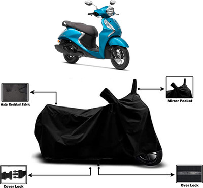 Amexride Two Wheeler Cover for Yamaha(Fascino 125, Black)