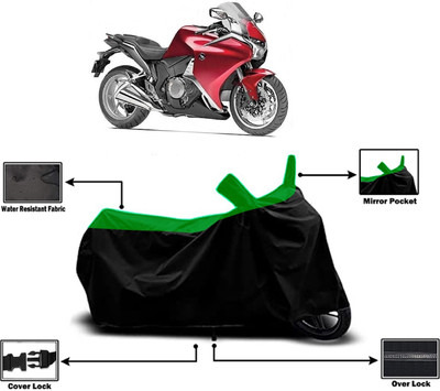 Amexride Two Wheeler Cover for Honda(VFR 1200F, Green, Black)