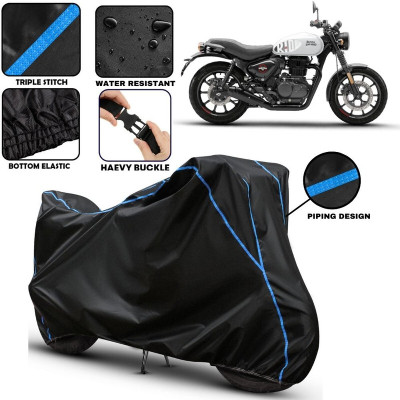 kerwa Two Wheeler Cover for Royal Enfield(Hunter 350, Black, Blue)