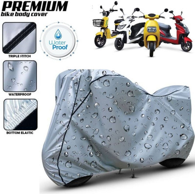 Delphinium Waterproof Two Wheeler Cover for Techo Electra(Raptor, Silver, Black)