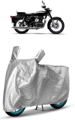 J S R Waterproof Two Wheeler Cover for Royal Enfield(Bullet 350, Silver)