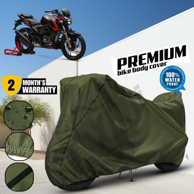 xodi Waterproof Two Wheeler Cover for TVS(Apache RTR 200 4V, Green, Black)