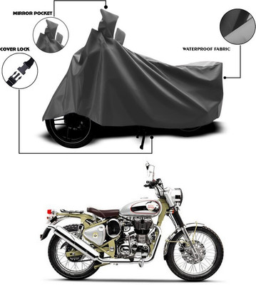 SEBONGO Waterproof Two Wheeler Cover for Royal Enfield(Bullet Trials 500, Grey)
