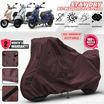 AutoGalaxy Waterproof Two Wheeler Cover for Bajaj(Chetak, Maroon, Black)