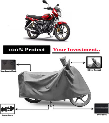 Amexride Two Wheeler Cover for Bajaj(Platina 110 H-Gear, Grey)