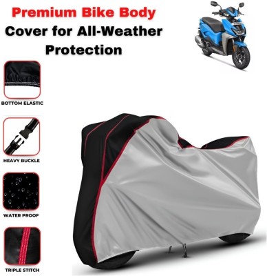 Autohaux Waterproof Two Wheeler Cover for TVS(Apache RTR 200 4V, Silver, Black)