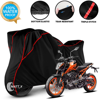 MATT_X Waterproof Two Wheeler Cover for KTM(Duke 200, Black, Red)