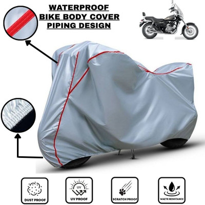 LE PRA Waterproof Two Wheeler Cover for Bajaj(Avenger 220 street, Silver, Red)